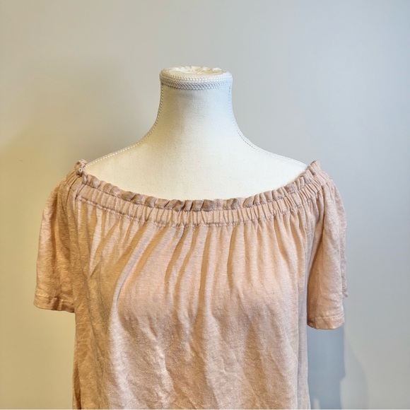 Wilfred Aritzia | women's medium Blush Off-Shoulder pink 100% linen top ruffles - Picture 3 of 7